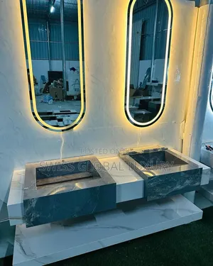 High Quality Executive Double Bowl Cabinet With Led Mirror