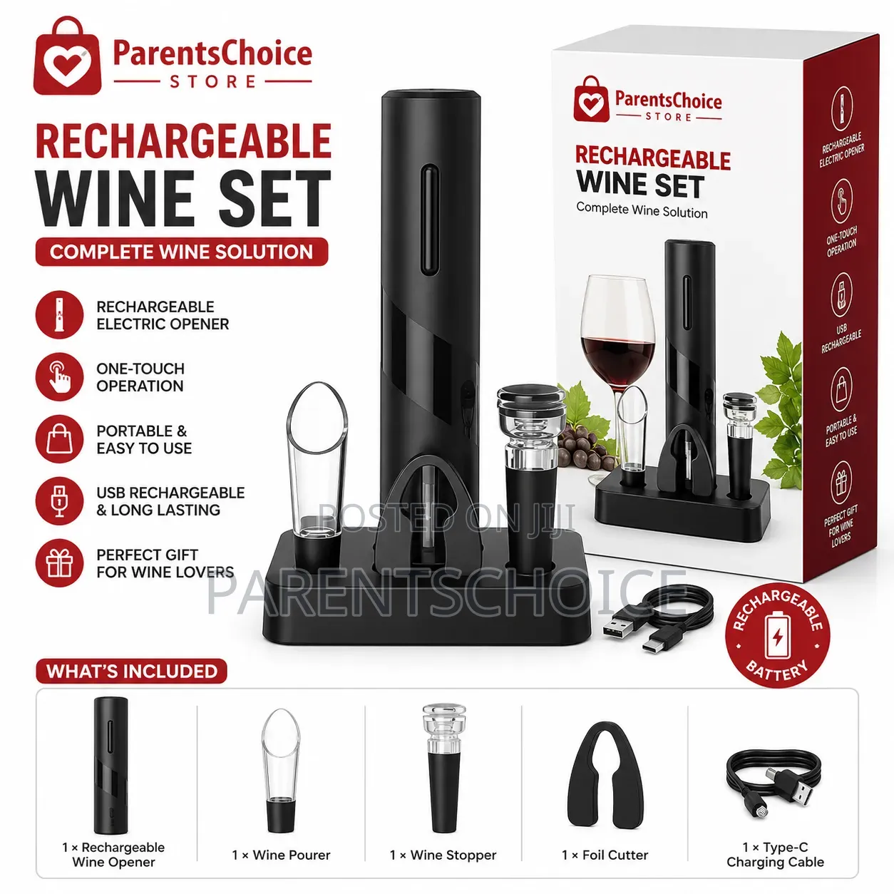 Rechargeable Wine Opener Set