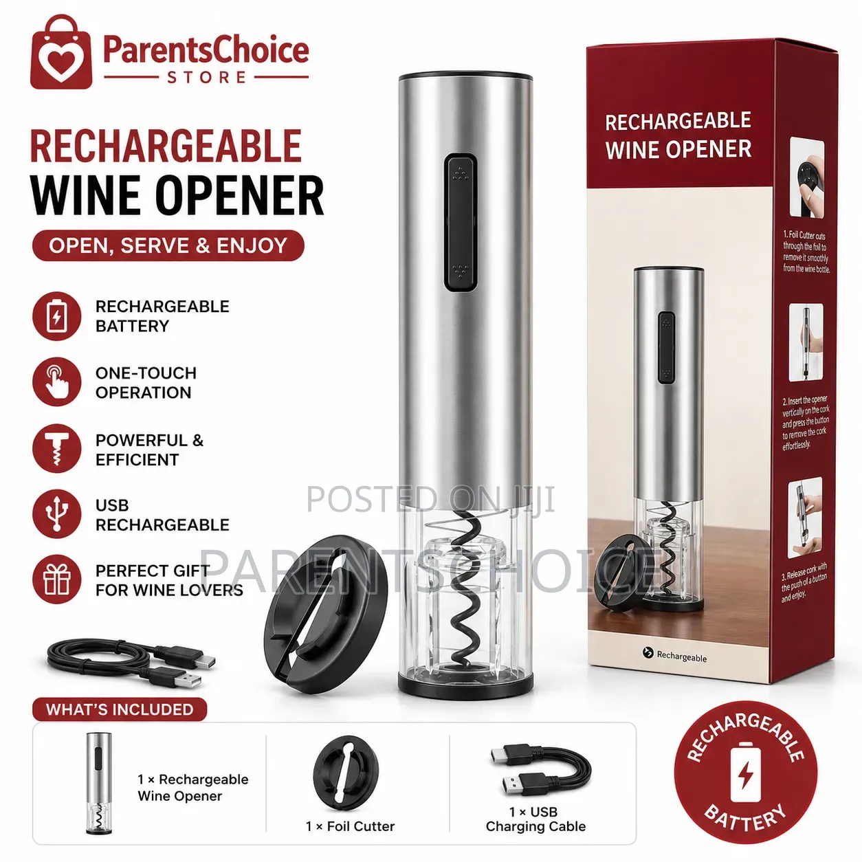 Rechargeable Wine Opener Corkscrew