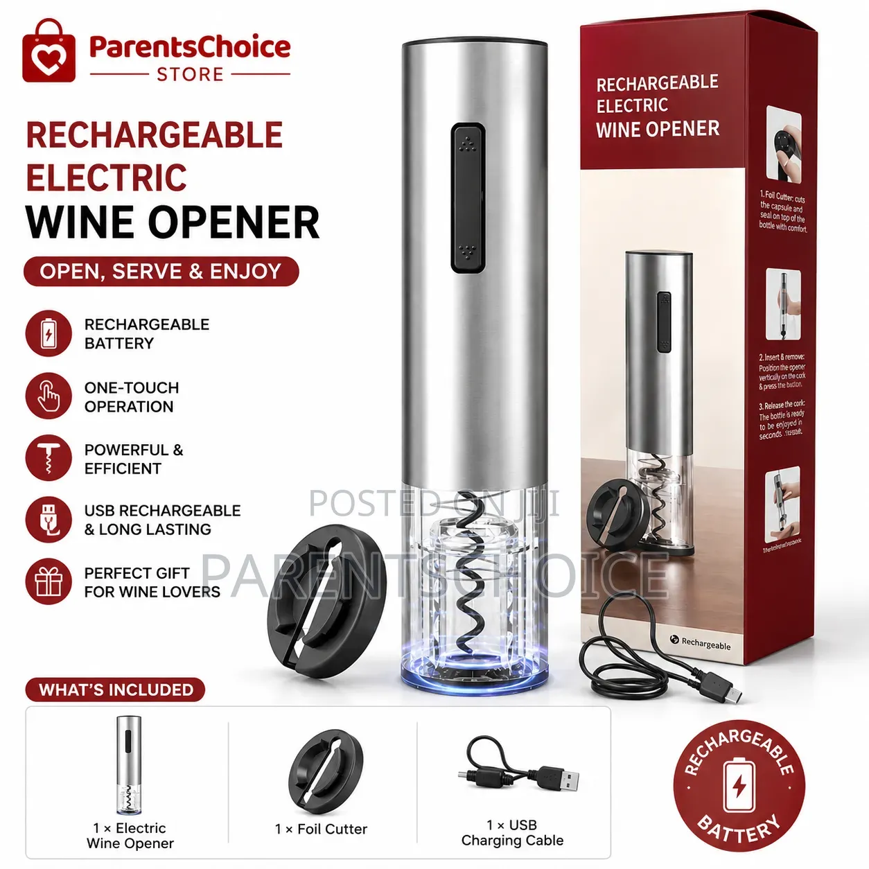 Rechargeable Wine Opener Corkscrew