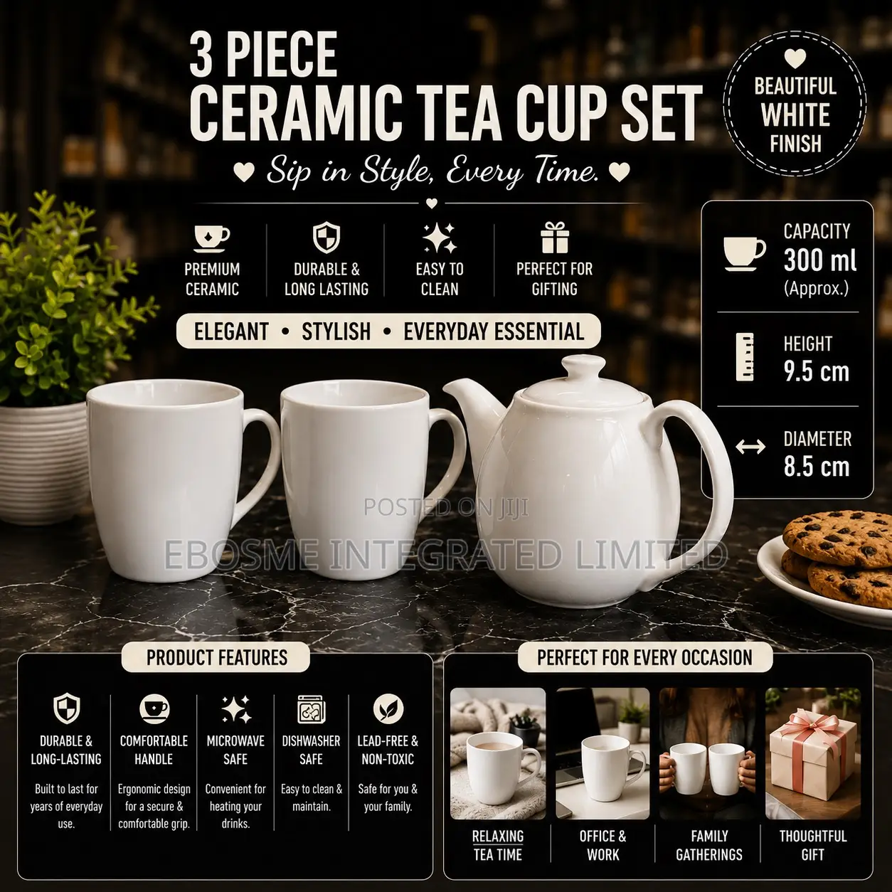 Ceramic Tea Cup Set (3pcs)