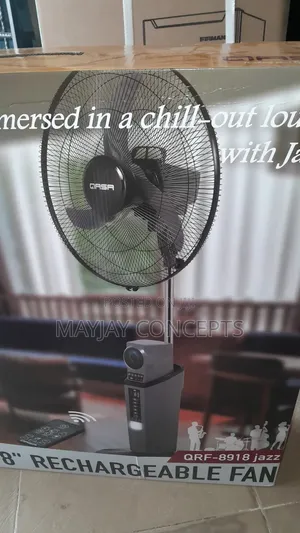 Qasa 18" Rechargeable Fan | Bluetooth Speaker,Rgb Light,Remote