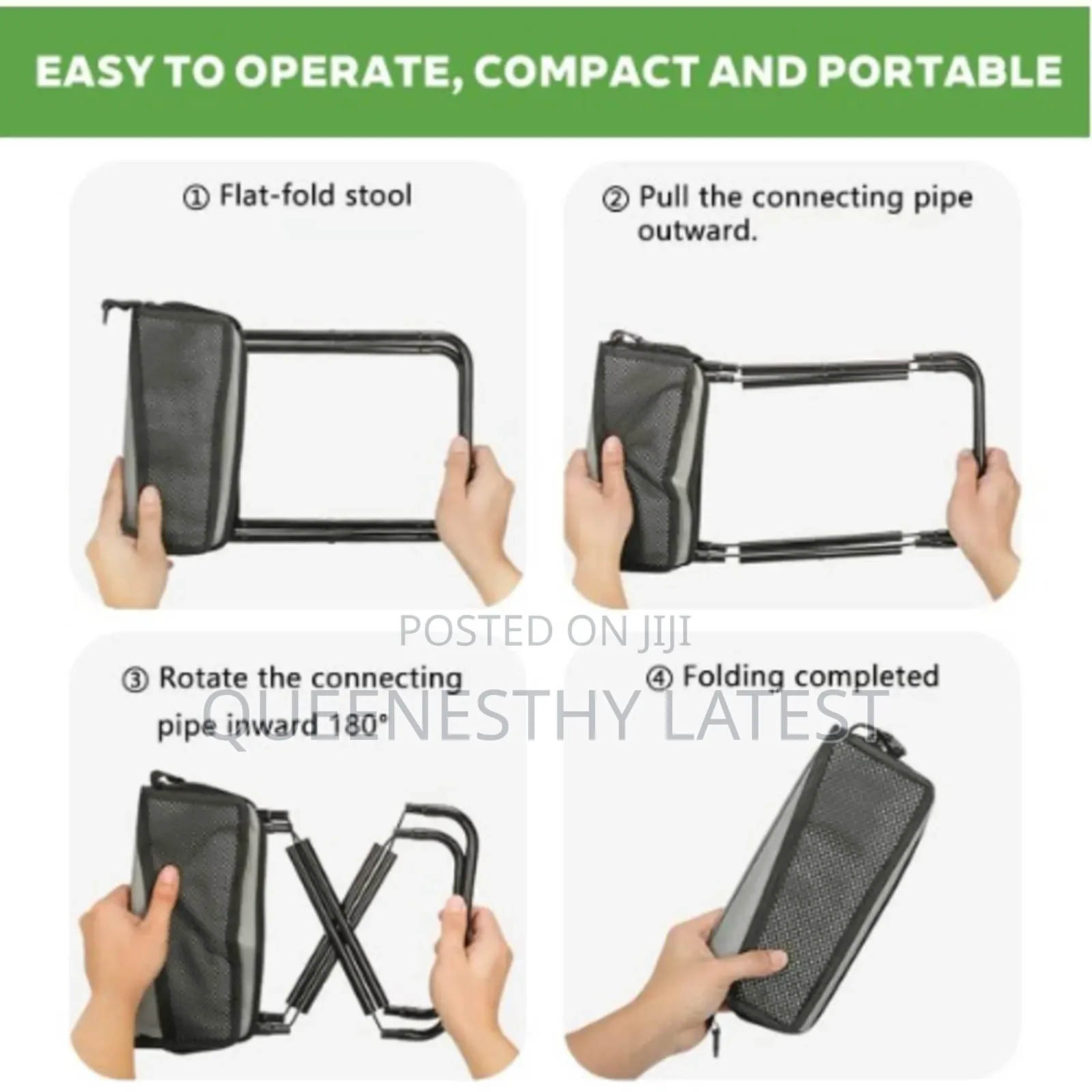 Foldable Chair/Stool - Purse Shaped Heavy Duty Outdoor Stool