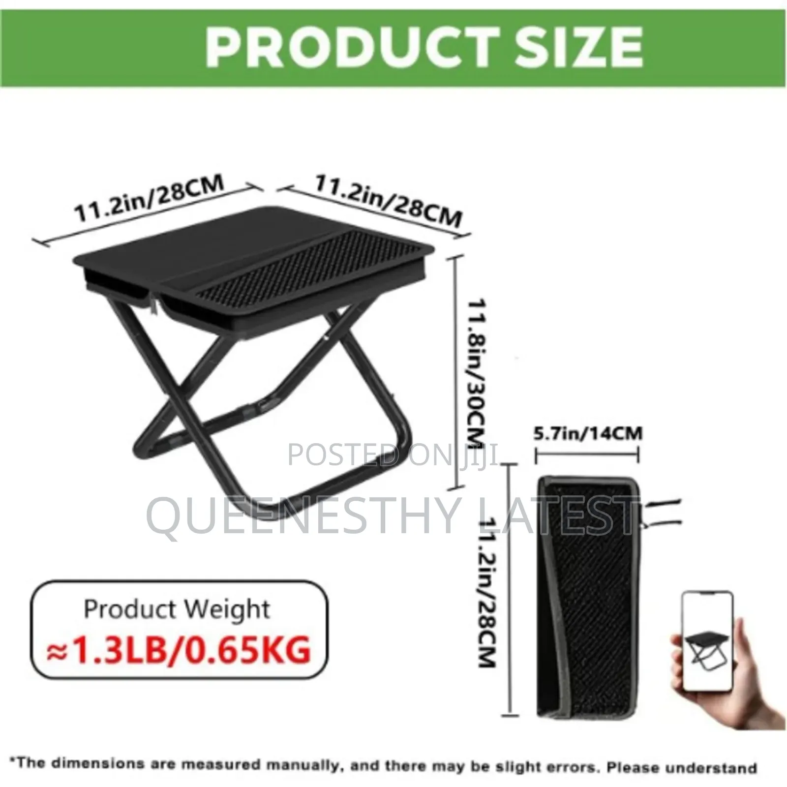 Foldable Chair/Stool - Purse Shaped Heavy Duty Outdoor Stool