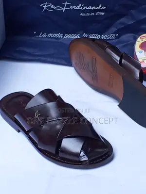 Re Ferdinando Brown Leather Palm Slippers