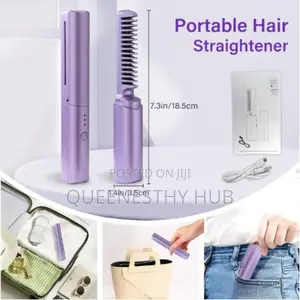 2-in-1 Rechargeable Cordless Hair Straightener Curler Brush
