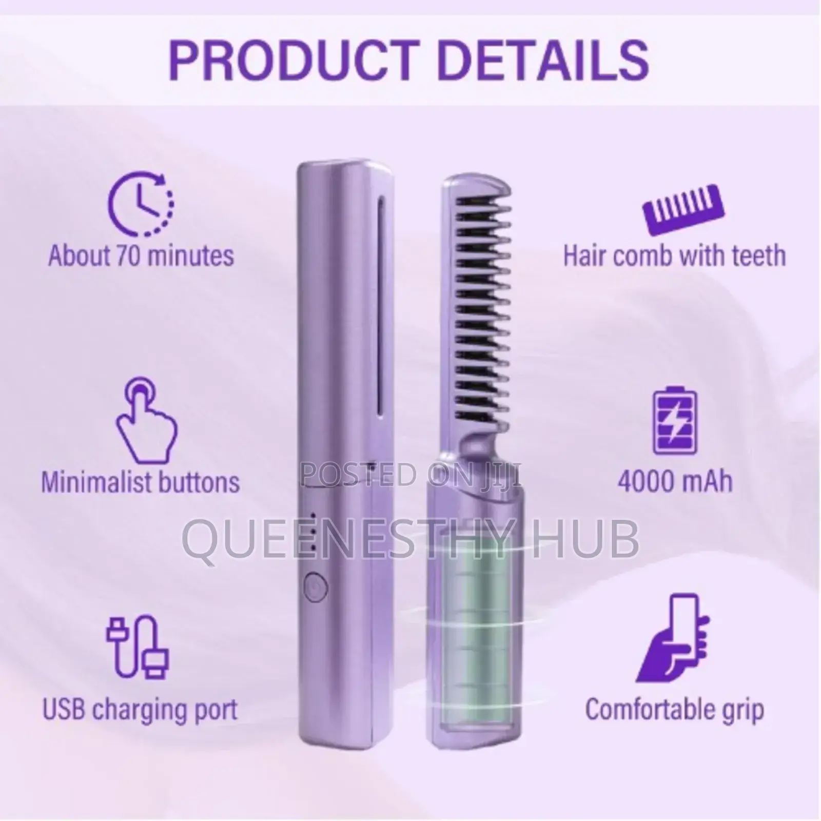 2-in-1 Rechargeable Cordless Hair Straightener Curler Brush