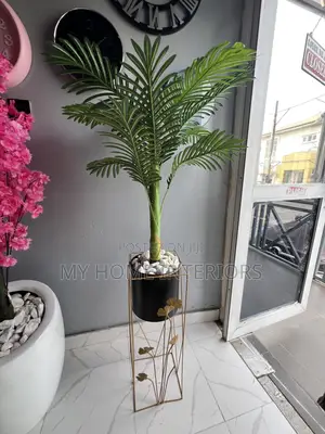 Metal Planter With Flower
