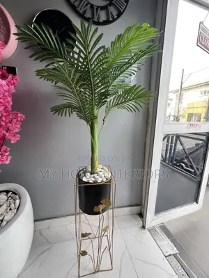 Metal Planter With Flower