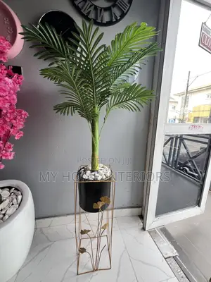 Metal Planter With Flower