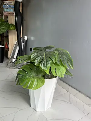 White Planter With Flower