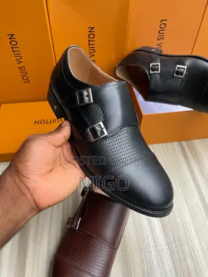 Premium Lv Textured Leather Corporate Shoes