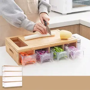 Bamboo Cutting Board With 4 Containers
