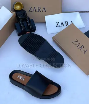 Zara Men's Padded Leather Platform Slides