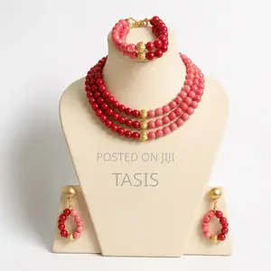 Red and Peach Coral With Gold Design