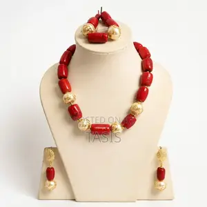 Red Coral With Gold Designs