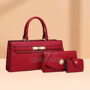 3 in 1 Ladies Classic Handbag Small Bag Card Case Set Women Red