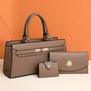 3 in 1 Ladies Classic Handbag Small Bag Card Case Set Women Khaki