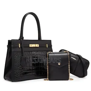 3 in 1 Ladies Classic Handbag Women Black
