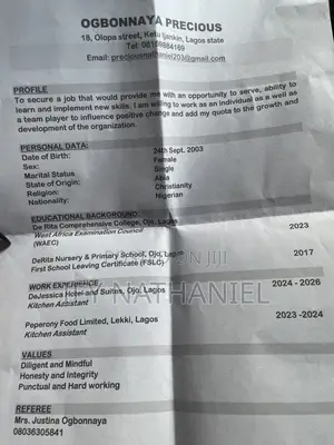 Childcare Babysitting CV