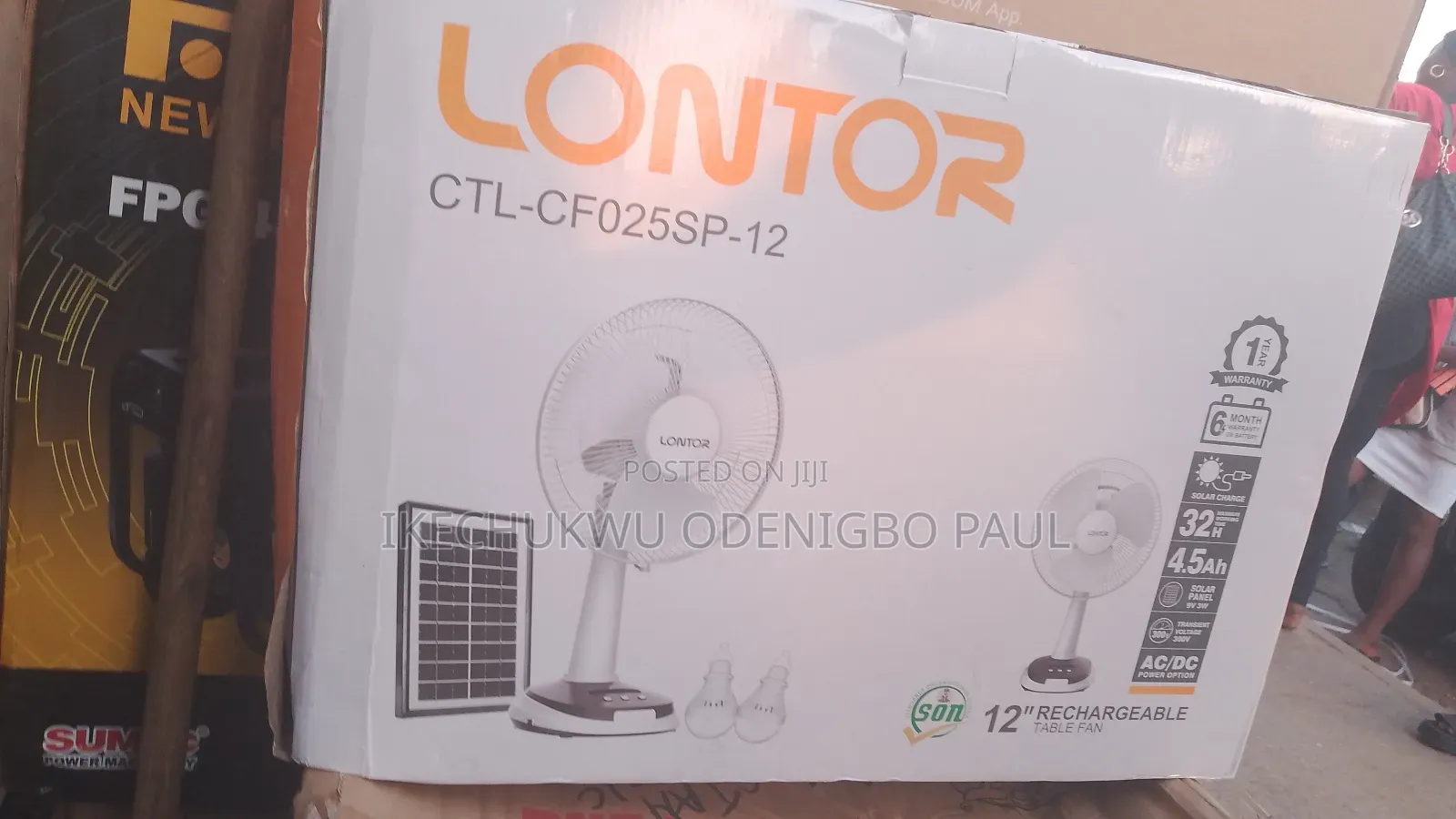 Lontor Rechargeable Table Fan With Solar Panel
