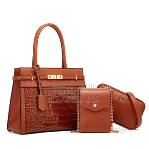 3 in 1 Ladies Classic Handbag Women Brown