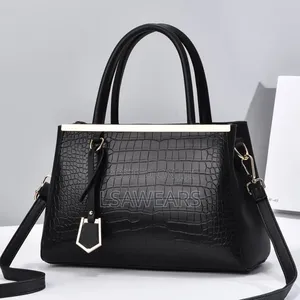 Stone Pattern Pu High-End Stereotyped Pure Color One-Shoulder Black