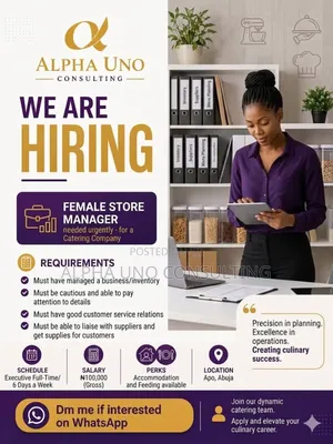 Female Store Manager Needed Urgently