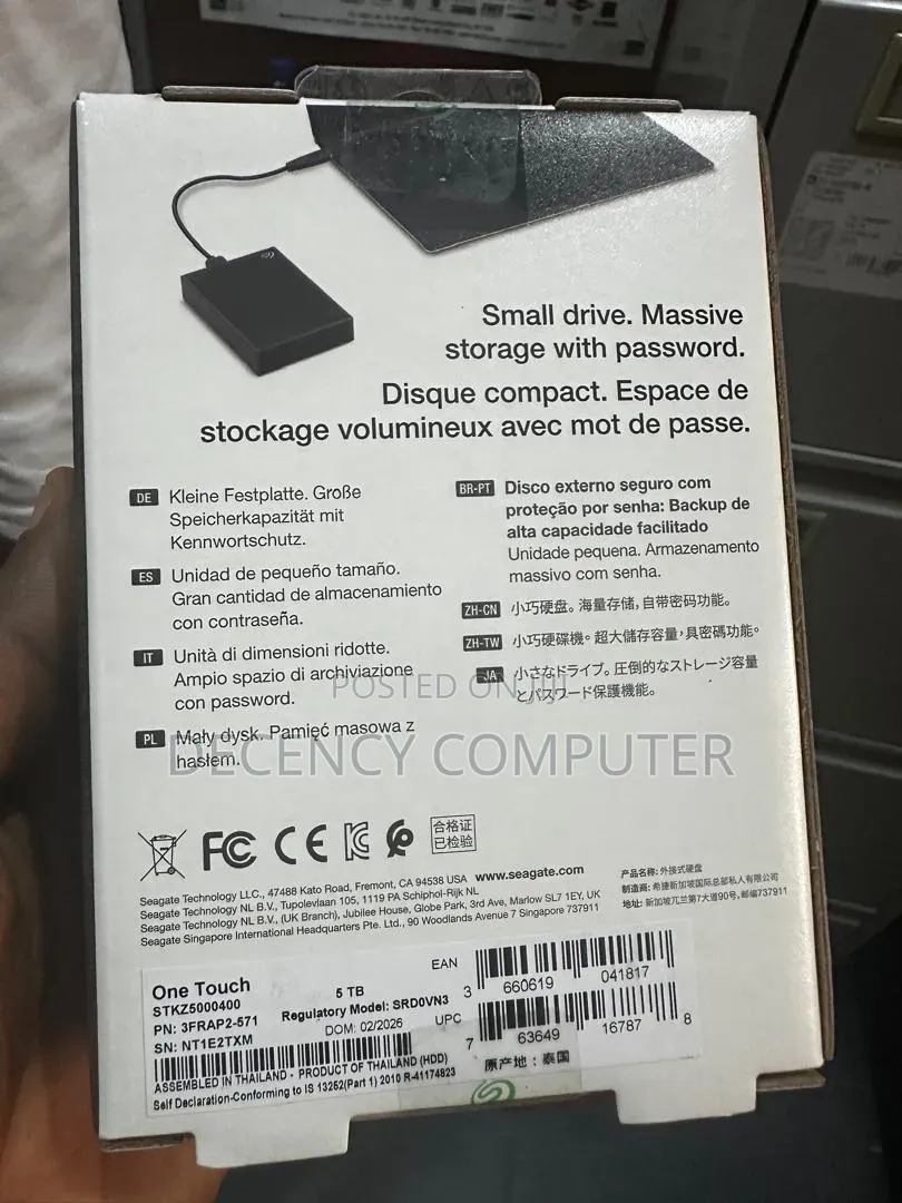 Seagate One Touch 5tb External Hard Drive