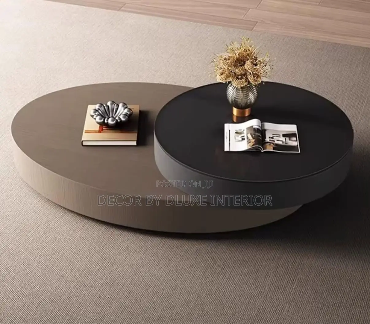 Modern Oval Minimalist Two-Tier Round Coffee Table