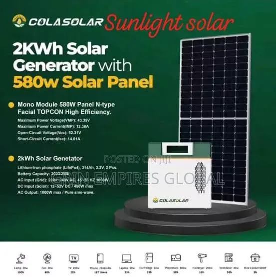 Cola Solar Generator 2000w
