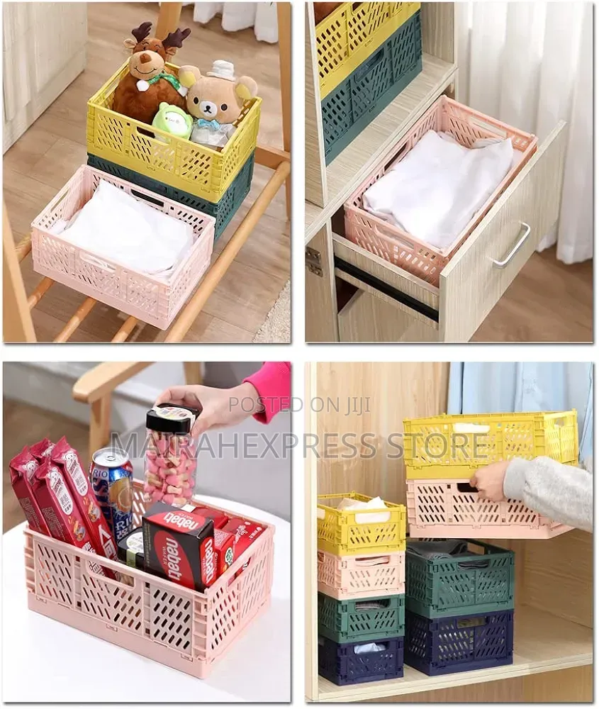 Plastic Collapsible Crate Folding Storage Basket With Handle B3s