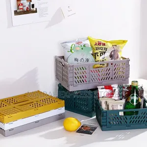 Plastic Collapsible Crate Folding Storage Basket With Handle B3s