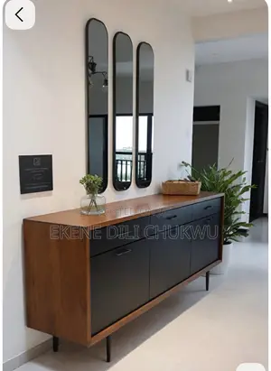 Modern Minimalist Console Cabinet With Display Shelf