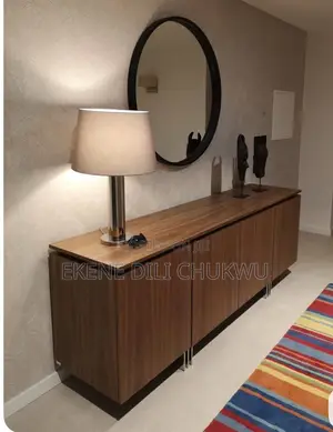 Modern Minimalist Console Cabinet With Display Shelf