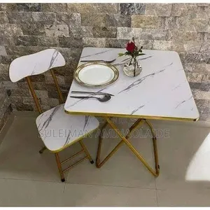 Single White Marble Reading Table and Chair