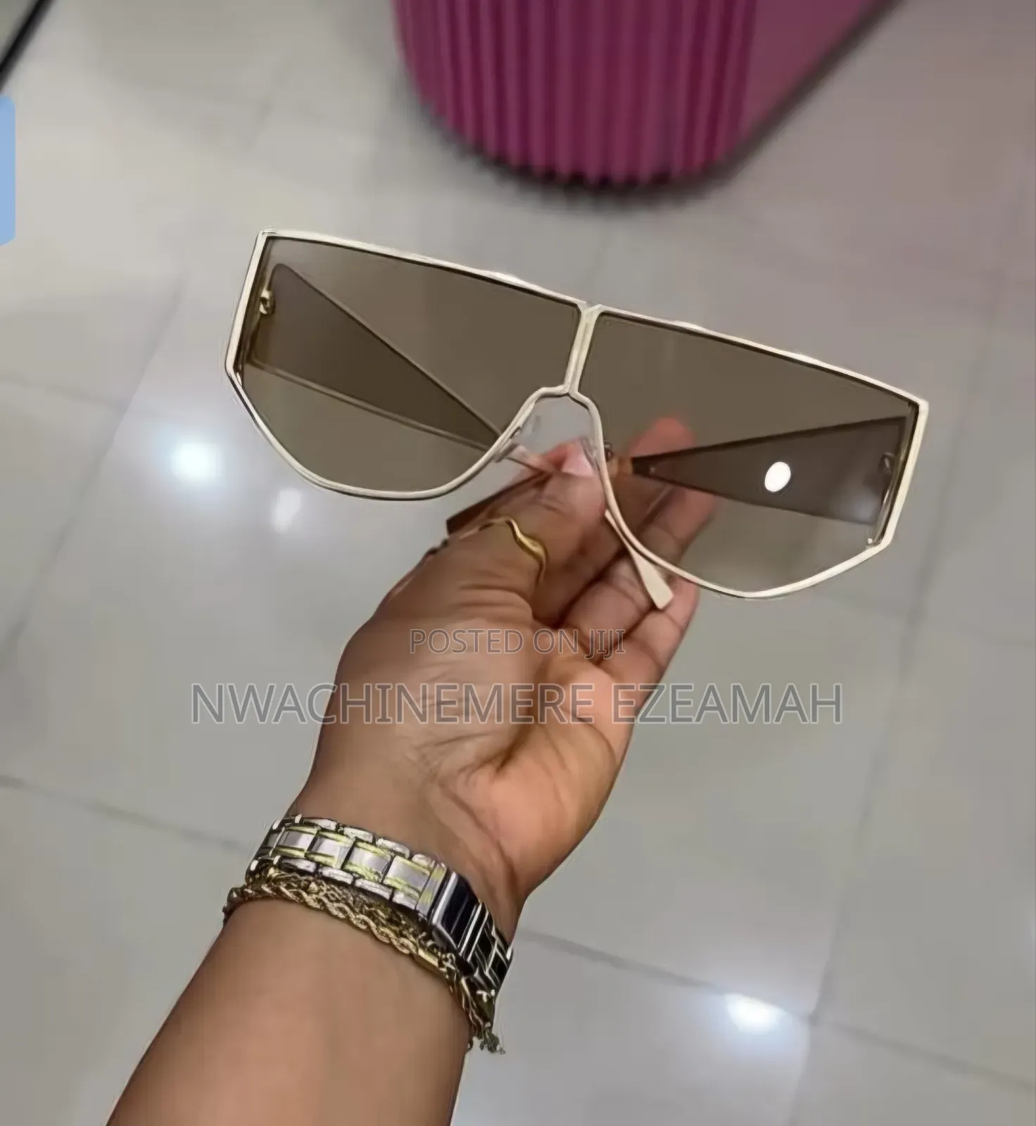 Oversized Pretty Sunglasses –Brown,Tea Gradient Lens + Suede Pouch