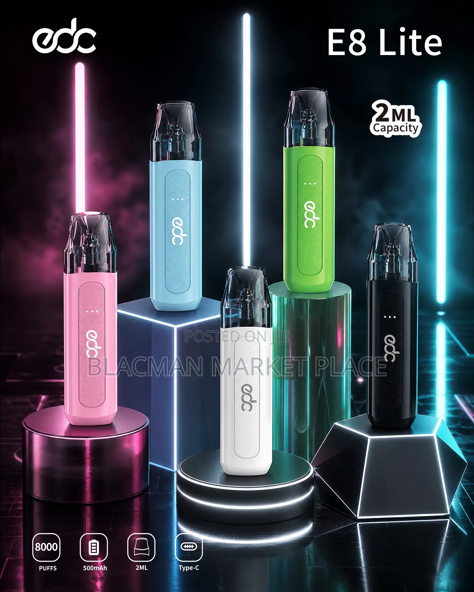 Edc E8 Lite Refillable Pod Kit – 8000 Puffs