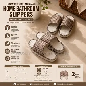 Plaid Indoor Couple Home Slippers (2 Pairs)
