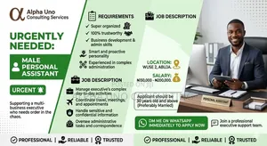 Male Personal Assistant Needed Urgently