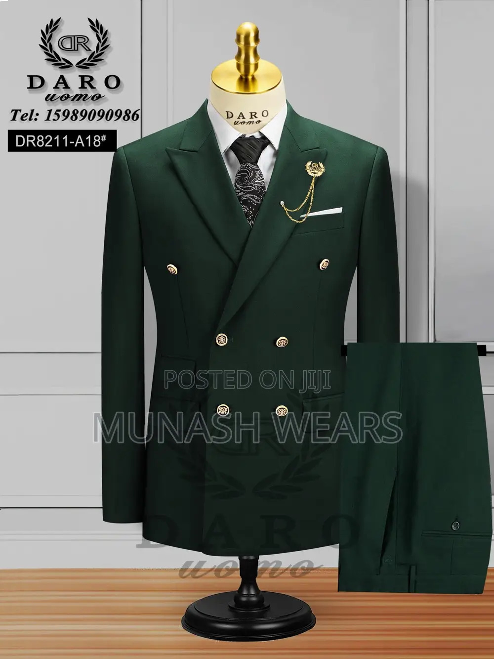 Italian Double Breasted Suit 46-56 Available