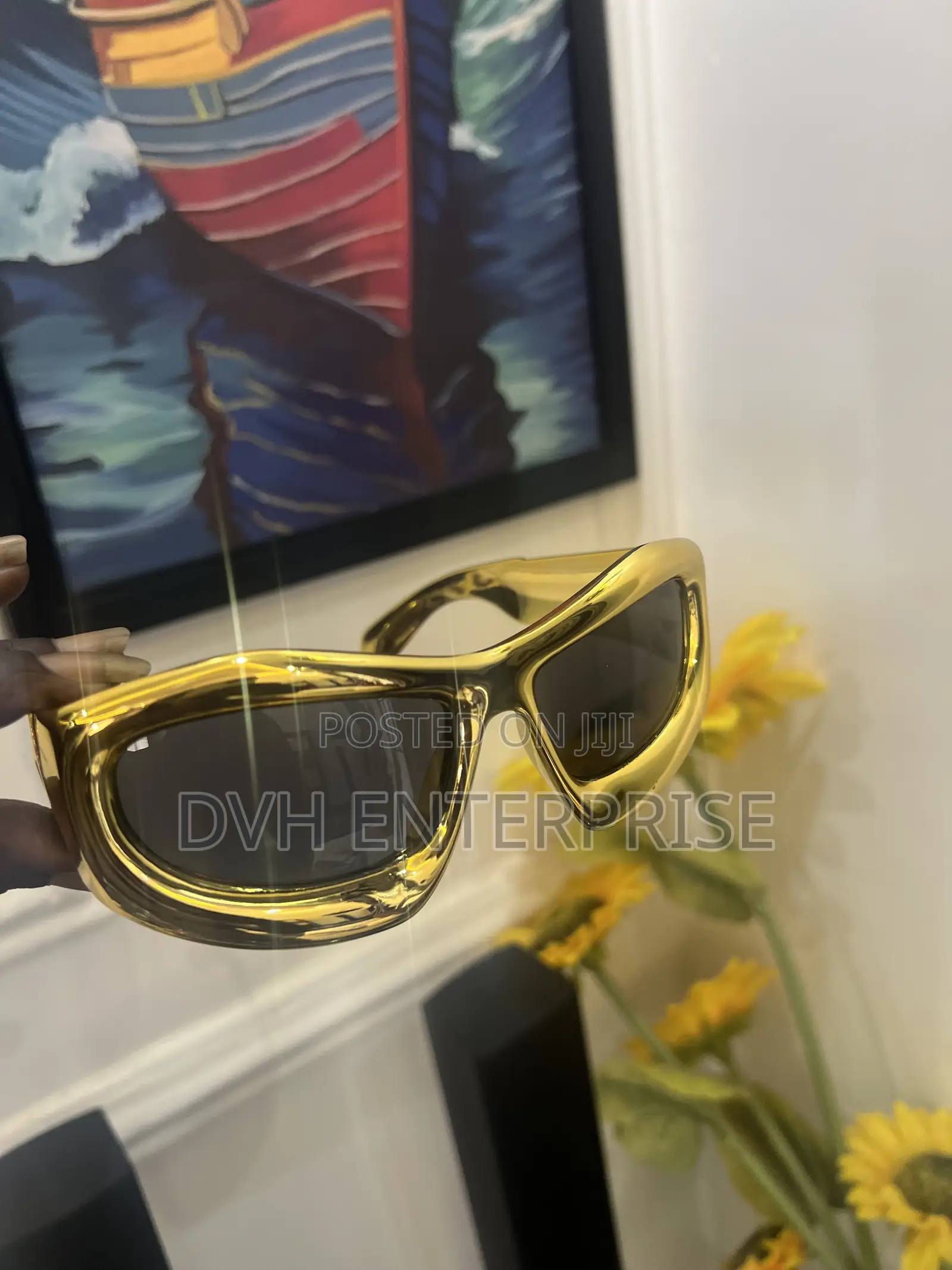 Brand New Gold Concave Shape Retro Sunglasses