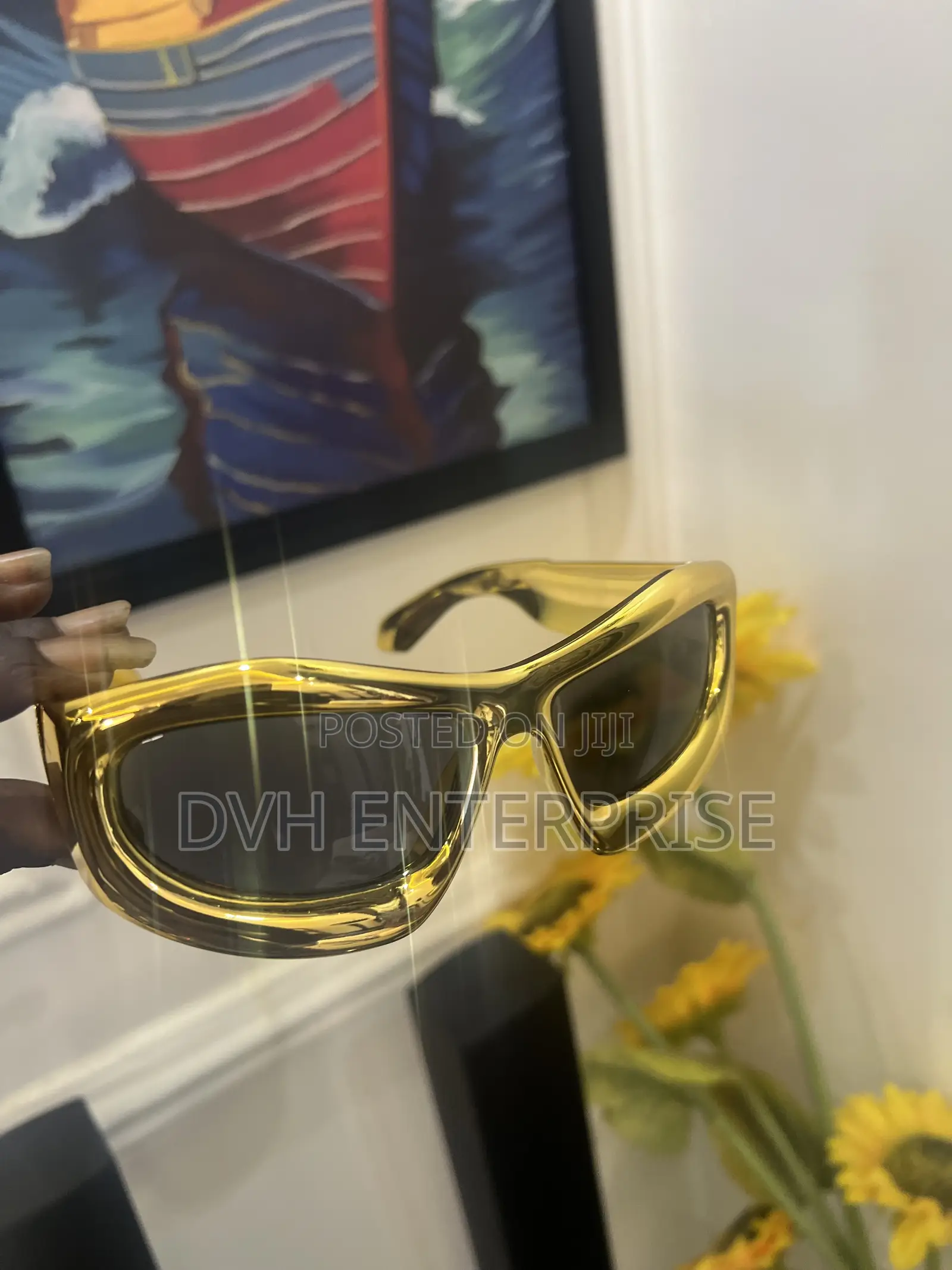 Brand New Gold Concave Shape Retro Sunglasses
