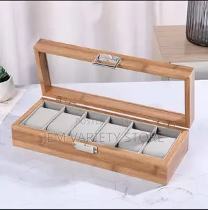 6 Slots Watch Storage Box Wooden Dustproof Watch Tray
