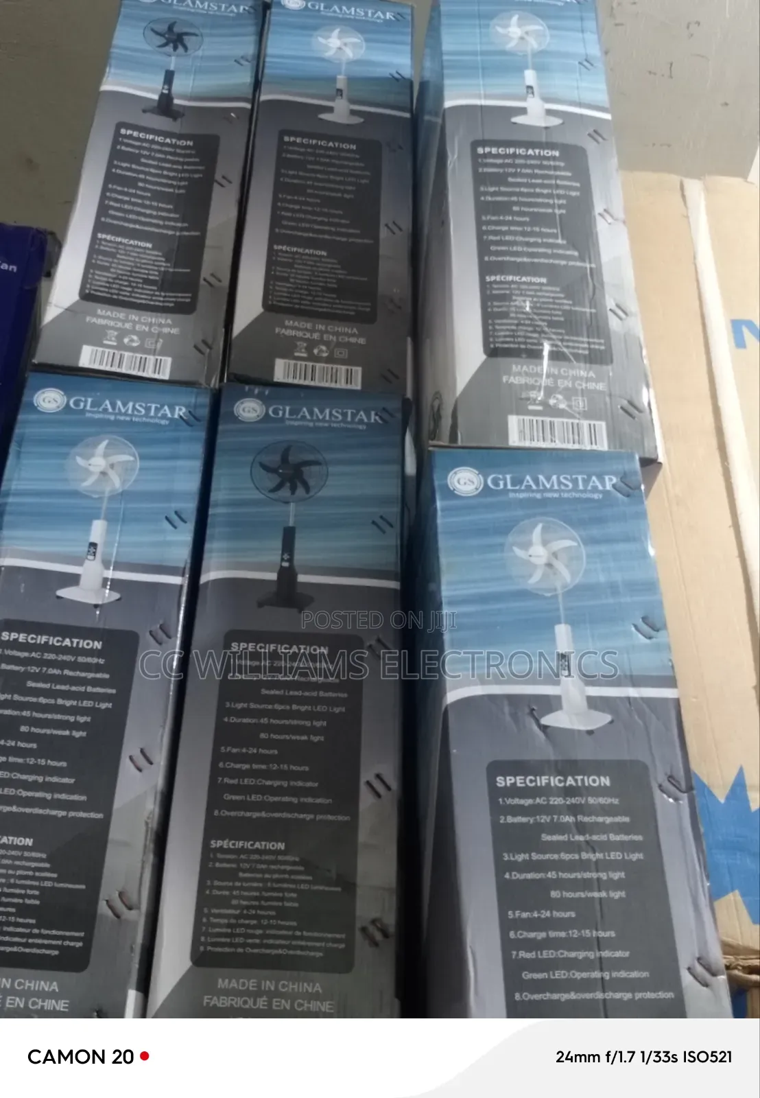 Glamstar 18" Rechargeable Fan