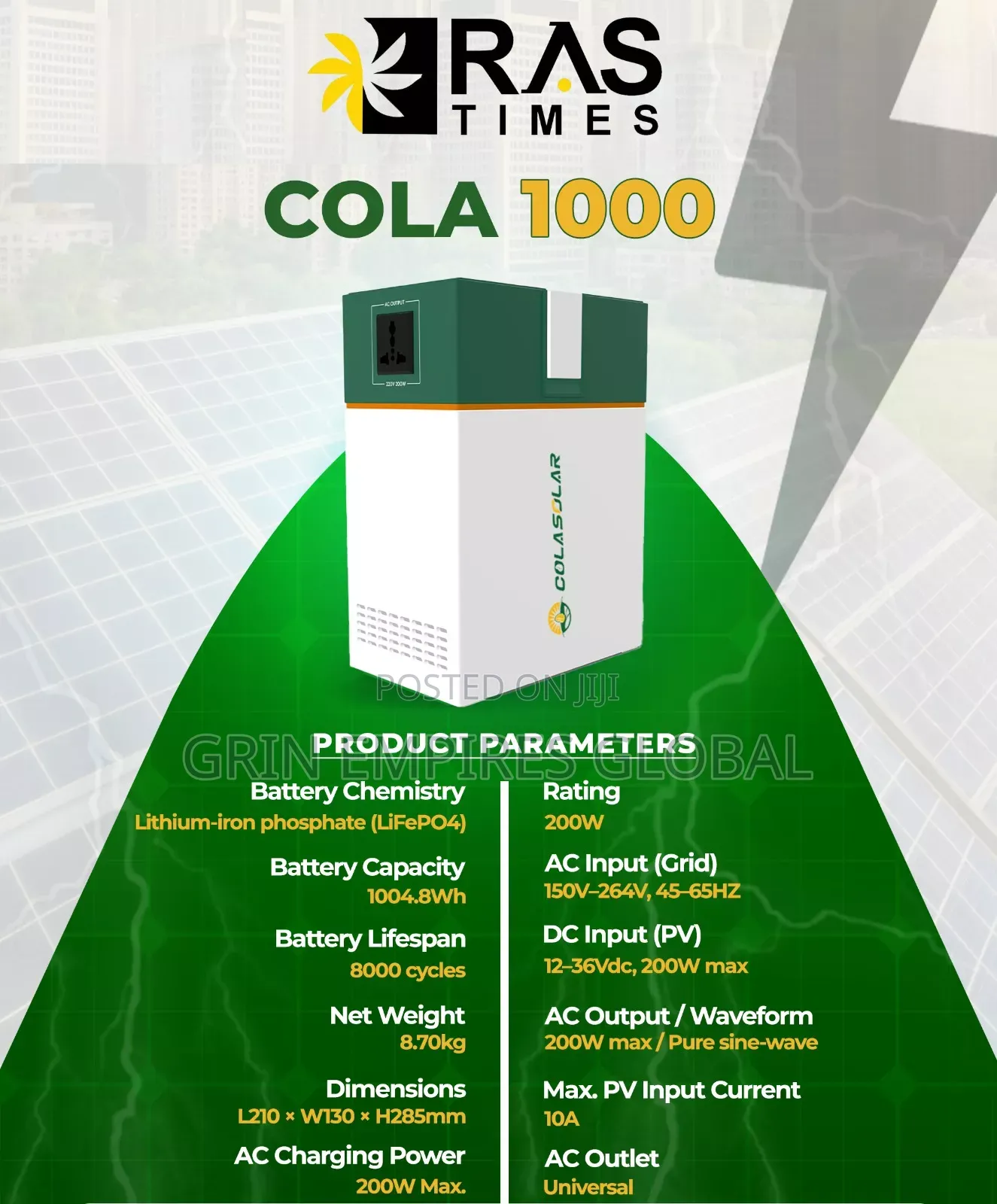 Cola Solar Generator 1000w