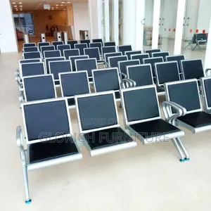 Airport Style Waiting Area Bench – Black Padded Seat Aluminium Frame