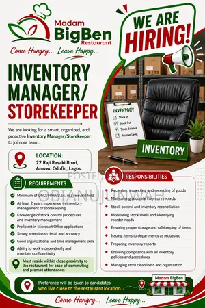 Inventory Manager/Storekeeper