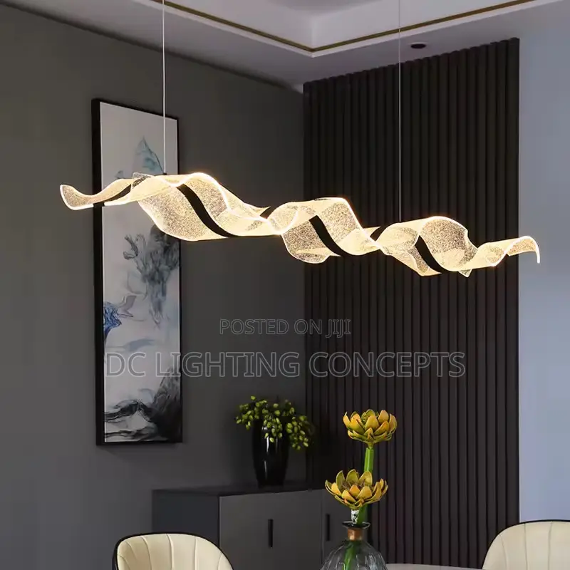 Modern Ultra-Thin Acrylic Led Wave Shape Luxury Linear Pendant Light.
