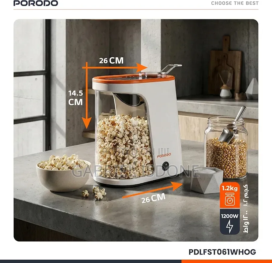 Popcorn Maker With Detachable Tank, 1200w Power,